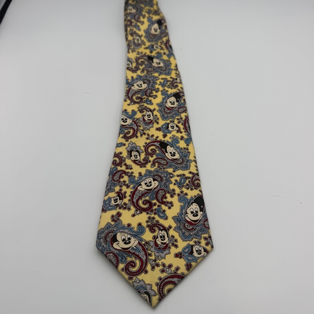 Disney Mickey Mouse Paisley Silk Tie Balancine The Tie Works Yellow Hand Made
